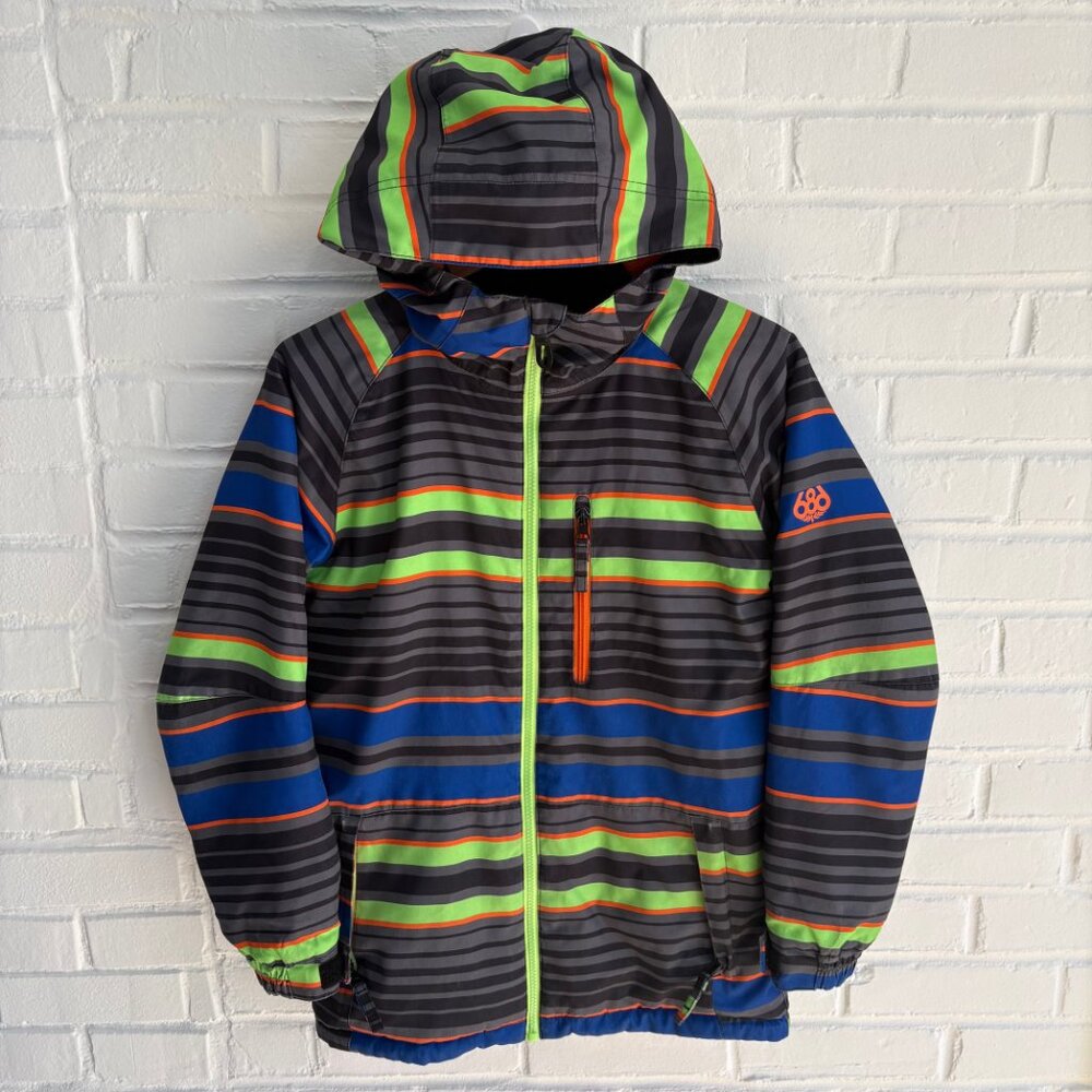 686 Jinx Snowboard Jacket Olive Geo Camo L6W505-CBLT Youth Boys Large